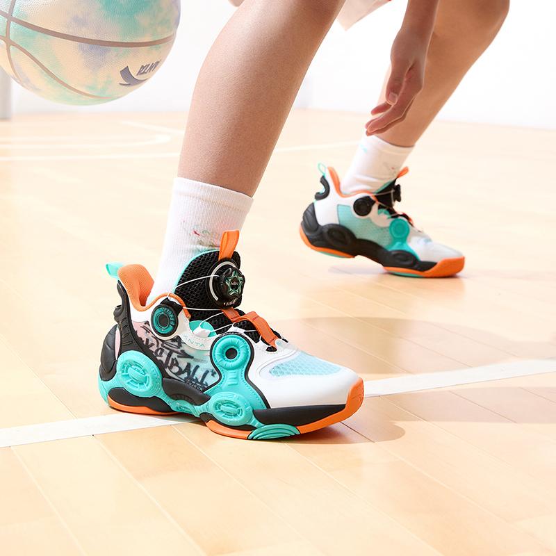 Anta Shaped 2 Comfortable Sports Non-Slip Wear-Resistant Mid-Top Kids Basketball Shoes Kids Basketball Shoes Jupiter-Orange 312321102H-3