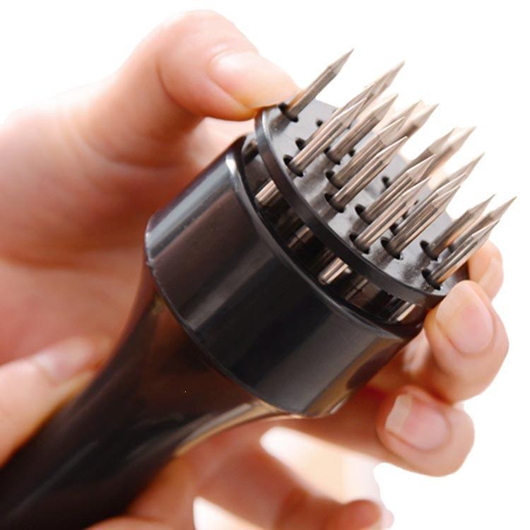 Stainless Steel Meat Tenderizer & Injector Hammer with Skewer Fork