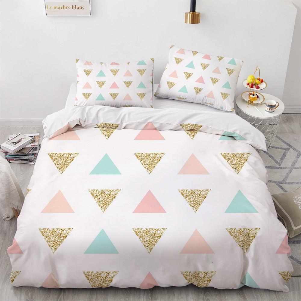 Enkla sängklädesset 3D Marmorering Påslakan Täcke Örngott King Queen Full Double Single Hemtextil