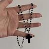 Gothic Pearl Beaded Choker Cross Pendant Necklace Punk Crucifix Neckchain Religious Clavicle Chain Party Accessory