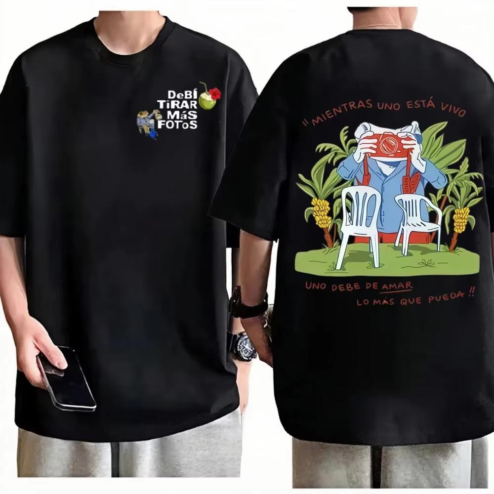 2026 Summer Fashion Rapper Bad Bunny Tshirt Debi Tirar Mas Fotos DTMF World Tour Tees Unisex Gothic Dark Hip Hop Streetwear Top