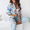 Bürodame Blazer Bunter Druck Slim Frühling Herbst Ziertaschen Floral Anzug