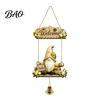 Outdoor Courtyard Decoration Wooden Gnome Door Hanger with Bell, Country Garden Welcome Sign Front Porch Hanging Swing Wall Plaque, Farmhouse Ornament