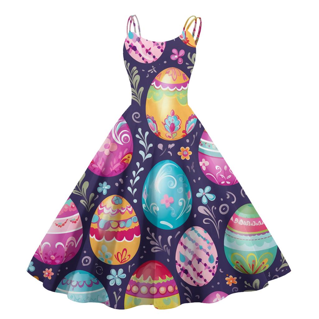 Damen Print Sexy Schulterfrei Punk Vintage Kleid