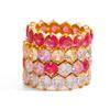 Multicolor 18K PVD Zircon Ring Purple Round Stainless Steel Ring Rose Red Colorful Zircon Fashion Jewelry Girls Gift