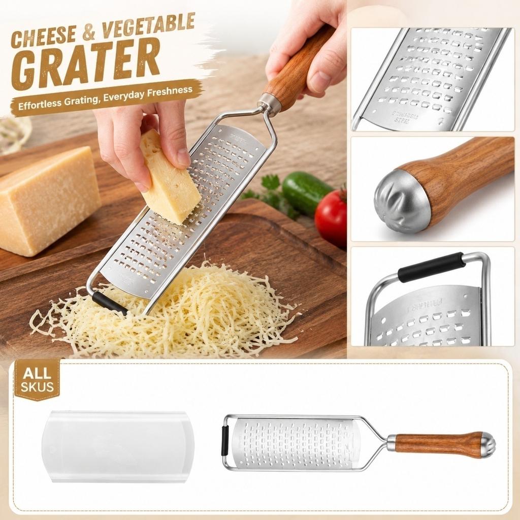 304 Stainless Flat Grater And, Multi-Purpose Kitchen Tool for Shredding and Slicing