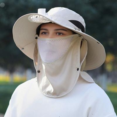 Solar Fan Hat with Face Guard Neck Flap UPF 50+ UV Protection