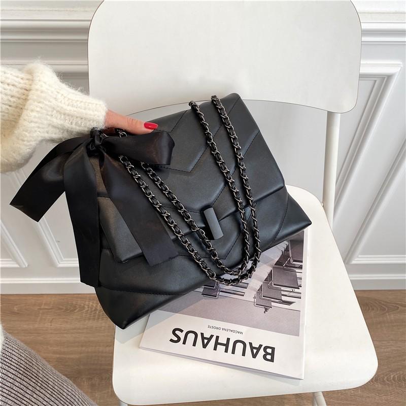 Simple Ladies Crossbody Bag Ladies Scarf Bow Shoulder Bag Fashion Hundred Crossbody Bag Lombard Decoration PU Material