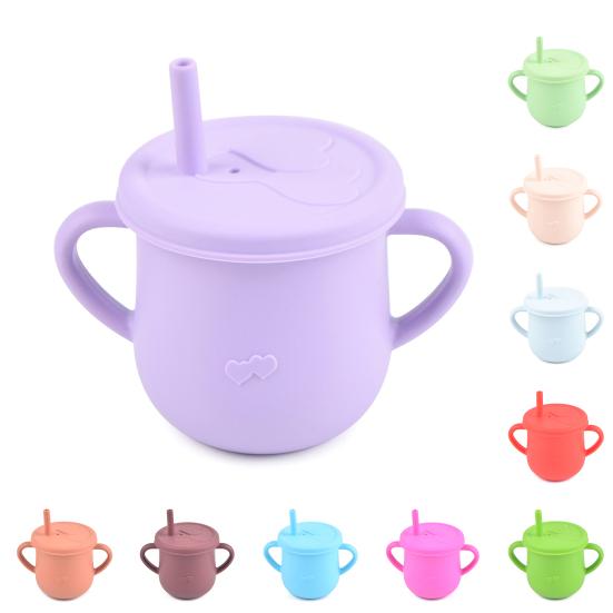 Water Cup Soft Leakproof Silicone Baby Straw Feeding Drinking Glass Home