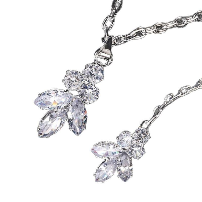 Rhinestones Bridal Back Chain Necklace Long Drop for Women Bride Ladies Body Chain Wedding Dress Body Jewelry Accessory