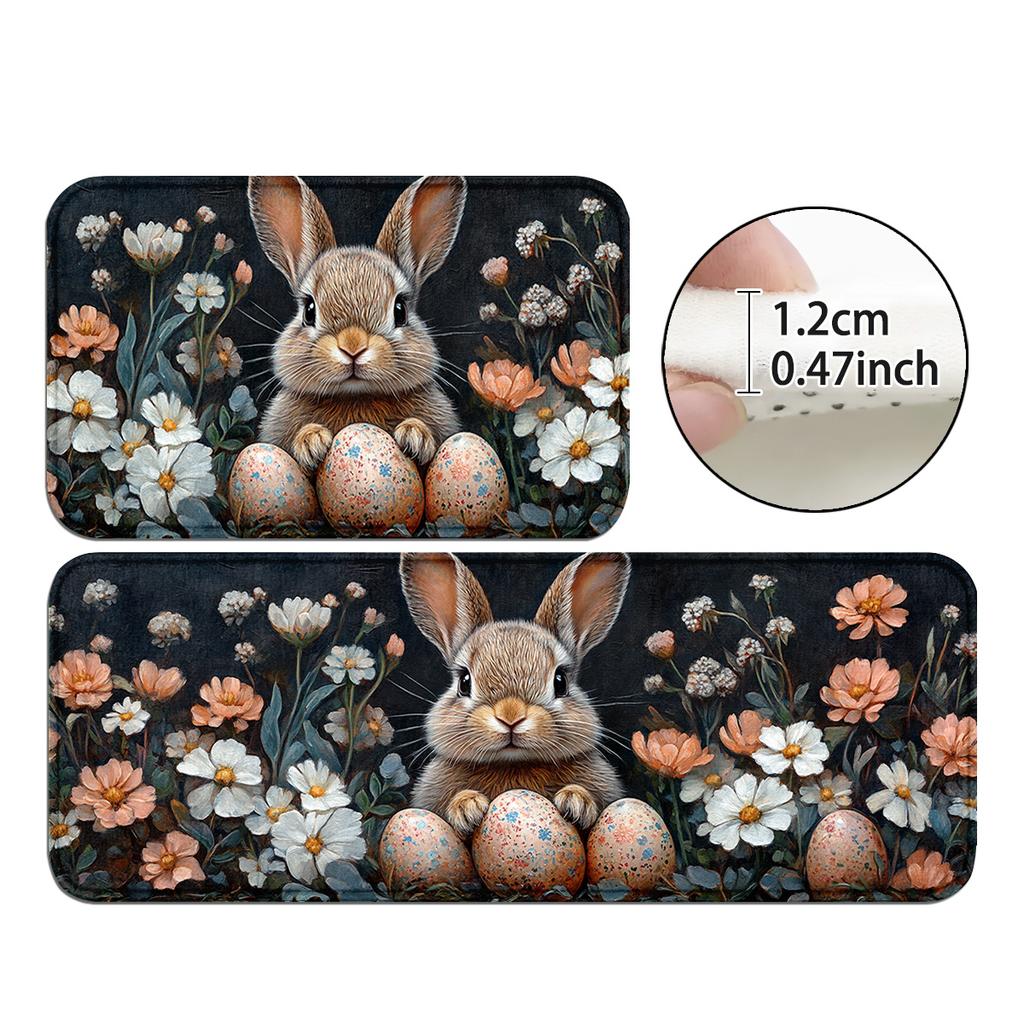 1 Stück Anti-Ermüdungs-Küchenteppiche, Osterhase-Ei-Druck Wasserdicht Rutschfest Dick Gepolsterte Küchenmatte Schwerlast-Komfort-Stehmatte für Küche
