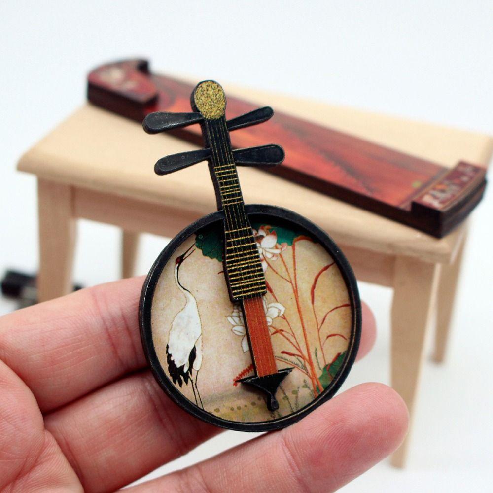 1/6 1/12 Čínský klasický nástroj Vícebarevná miniatura Guzheng Pipa