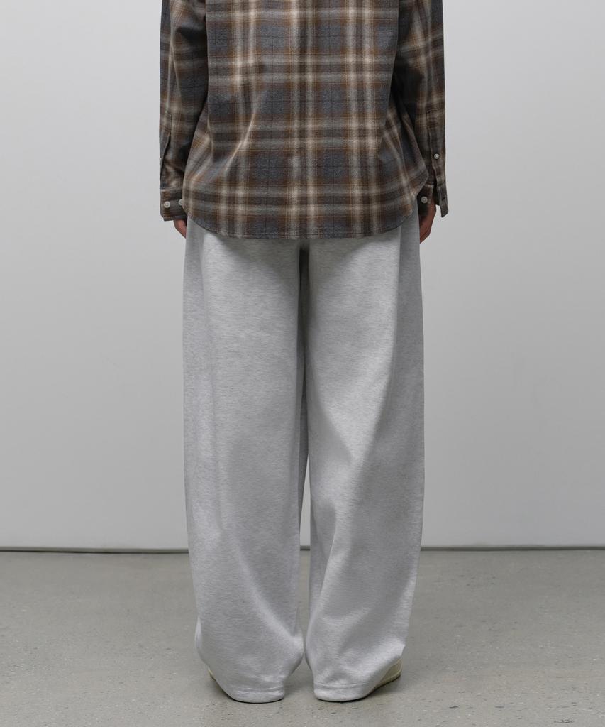 MUSINSA STANDARD Double Knit One-Pleat Wide Lounge Sweatpants [Melange Light Gray]