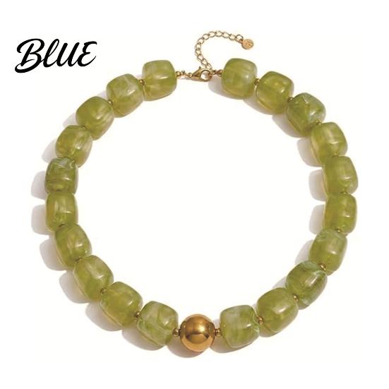 Non-fading Necklace Colorful Beaded Choker Resin Beads Boho Chunky Fashionable