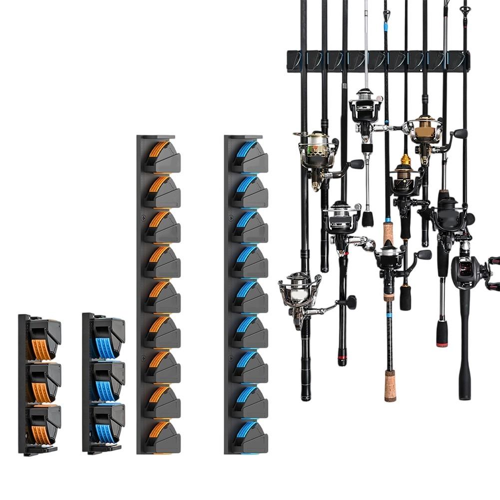 Multi-rod Capacity Fishing Rod Holder Wall Mounted Rack Non-slip Roller