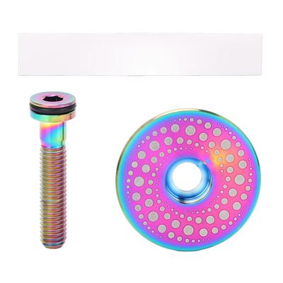 Bike Fork Cap Screw Set Ti Alloy CNC Machining 28.6mm Front Fork Cap and Screw for Cycling Colorful