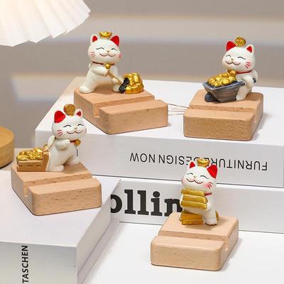 Kätzchen Lie-Win Glückskatzenfigur: Süßer Katzen-Handyhalter und Schreibtisch-Ornament