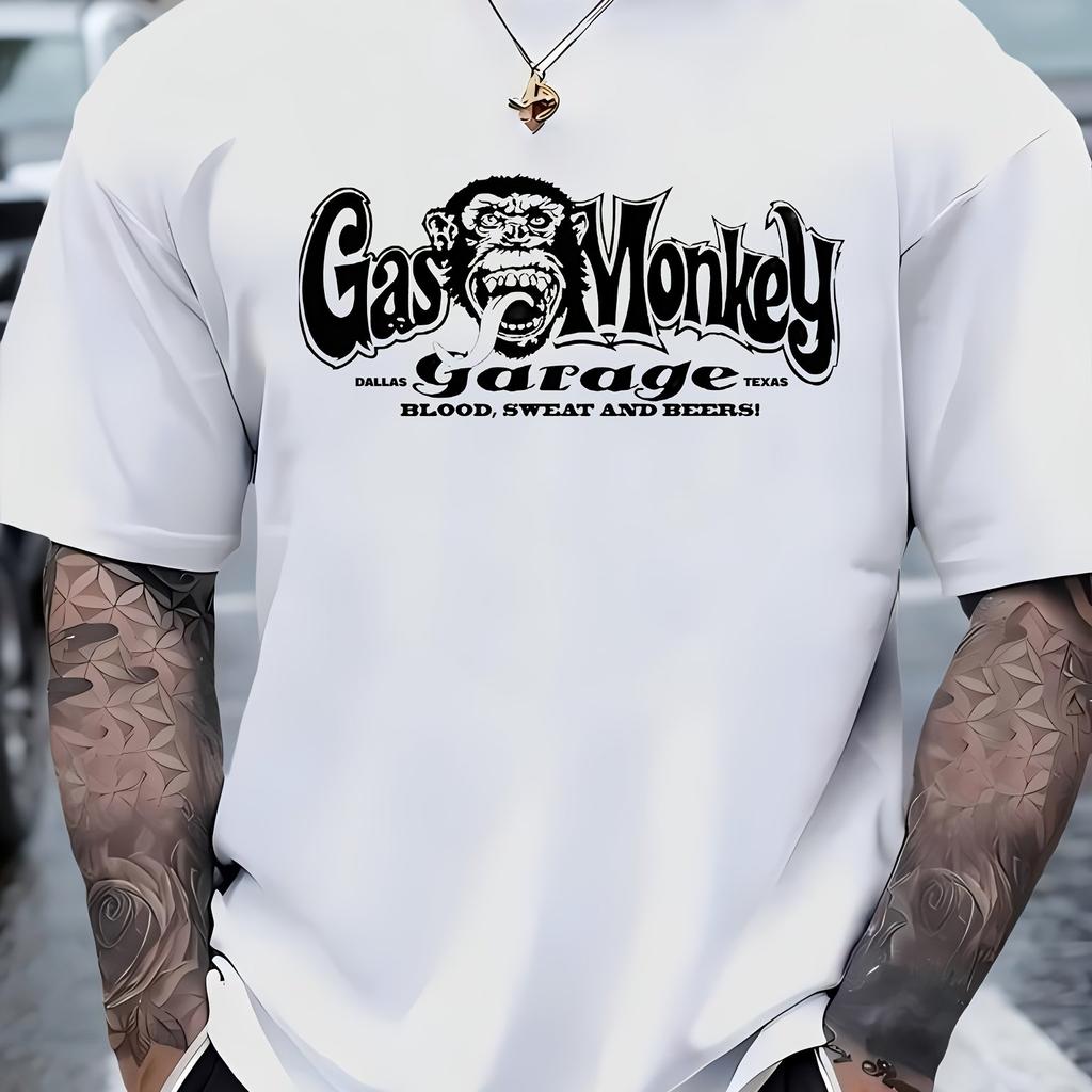 Summer Round Neck 3D Monkey Creative Pattern Print Top Fashionable Casual Short Sleeved Men's T-shirts