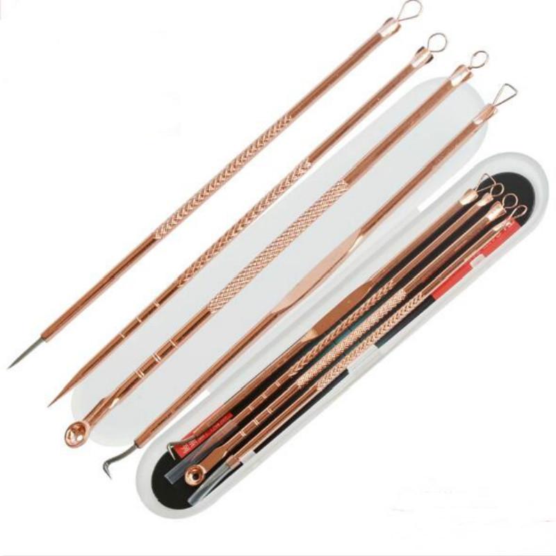 4 Pcs Akne Mitesser Entfernung Edelstahl Pickel Spot Komedonen Extractor Schönheit Gesicht Sauber Pflege Werkzeuge Gesichts Poren Reiniger