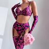 Sex Underwear Leopard Print Sexy Bra Gloves Leg Socks Set Female Spot Second Hair
