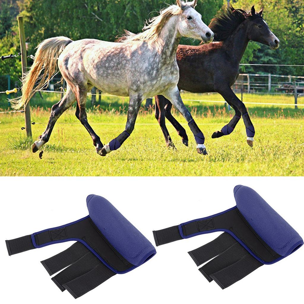 1 Pair Adjustable Horse Splint Leg Boot Protection Support Wrap Equestrian Equipment Dark Blue