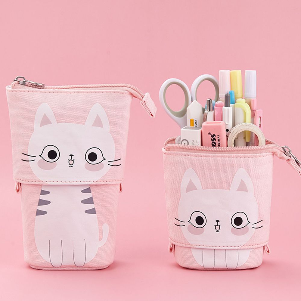 Large Capacity School Supplies Makeup Pouch Pencil Case Zipper Storage Box Telescopic Pen Bag