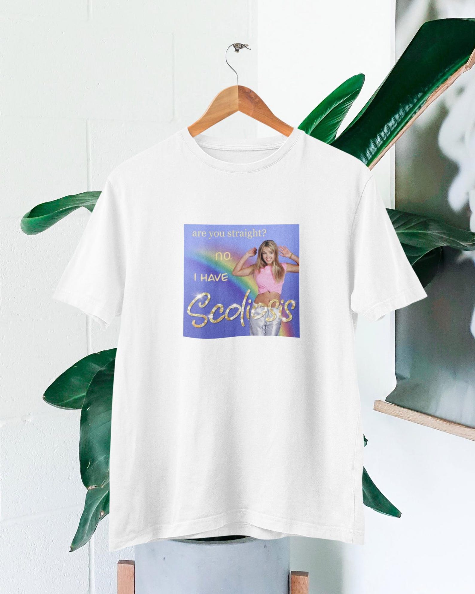 Funny Scoliosis Meme T-Shirt: Retro Y2K Humor S
