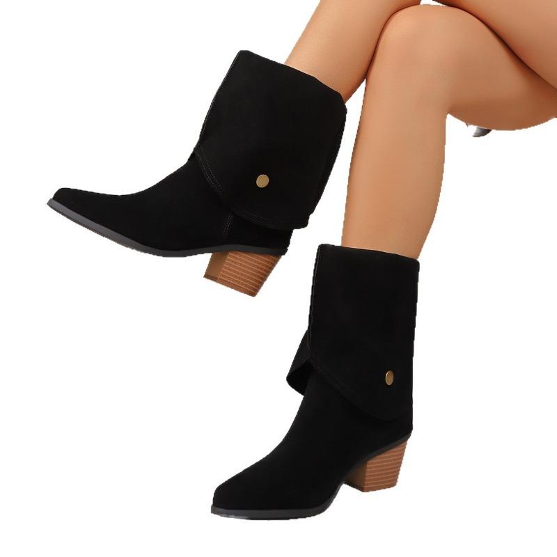 Women's long boots autumn and winter new pointed thick heels two wear one-pedal women's boots