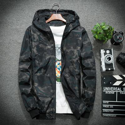 Spring Coat Men's Camouflage Korean Version of Youth Hooded Casual Jacket Trendy Men's Spring and Autumn Clothing