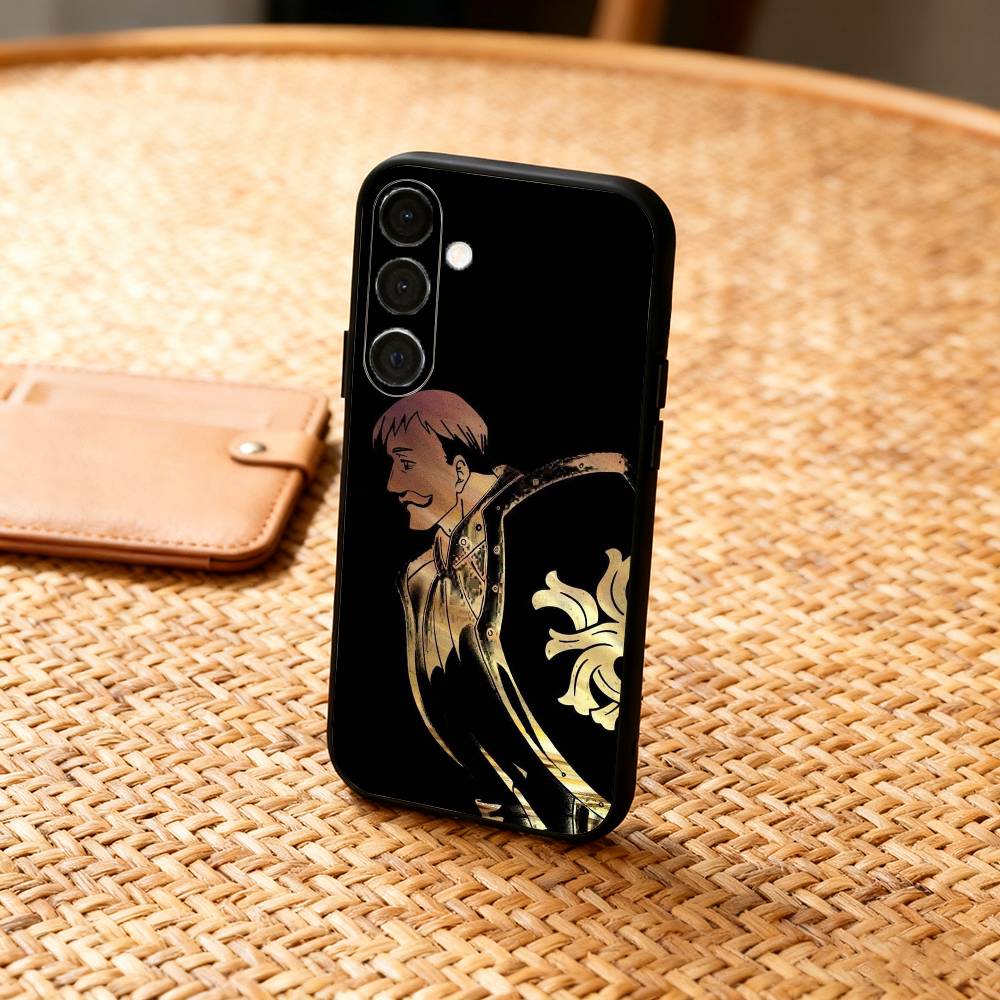 E-Escanor S-Sun Cartoon Phone Case For Samsung  A73,72,71,A52,51,40,41,A22,A32,31,A13, Soft Black Shell