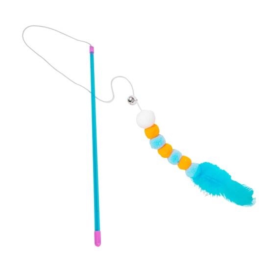 Yousheng Interaktives Katzenspielzeug, einziehbares Seil, lustiger Katzenstab, Neckstab mit Glöckchen, elastische Kordel, kaufester Katzenstab