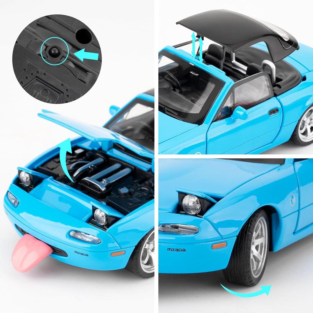 1/32 Mazda MX-5 Alloy Model Car Toy with Pullback,Removable Top,Blinking Lights with Sound and Bright Lights, Collectible Grade Gift for Kids (Red)