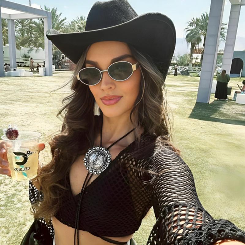 Elliptical Metal Sunglasses For Women With Uv400 Protection And Polarized Lenses For Outdoor Fashion And Cycling