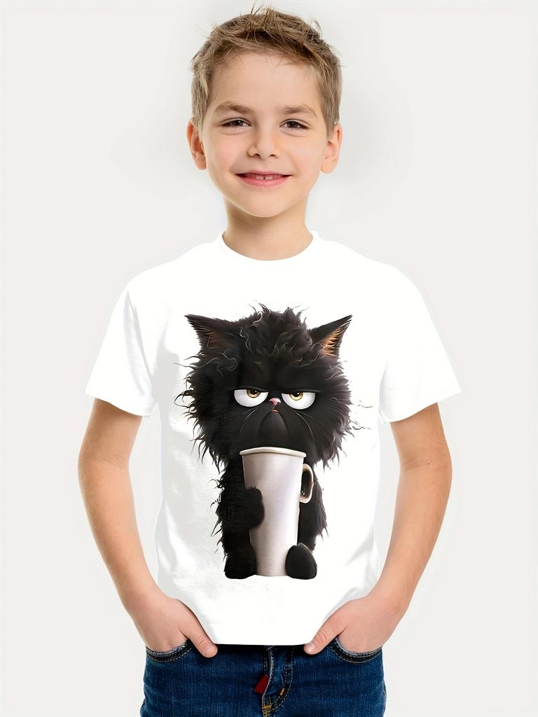 Zábavná zvířátka 3D tištěné chlapecké kreativní tričko ležérní dětský top s krátkým rukávem