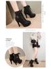 European & American Cross-Strap Stiletto Platform Ankle Boots with Buckle