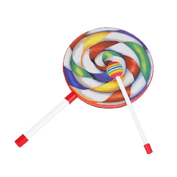 Soft Lollipop Shaped Drum Kids Hand Drum with Foam-Head Percussion Drumstick