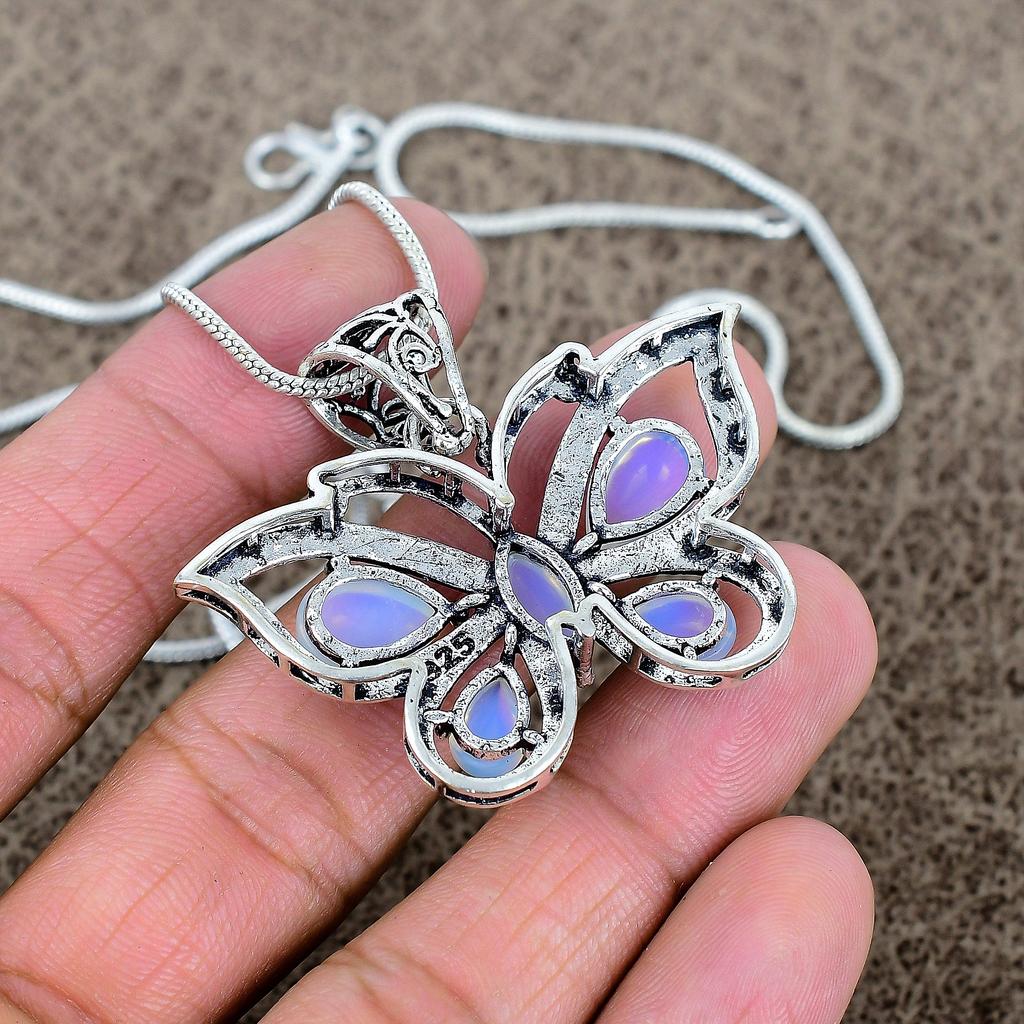 Milky Opal Gemstone Handmade 925 Sterling Silver Jewelry Pendant 1.65" KKG-300