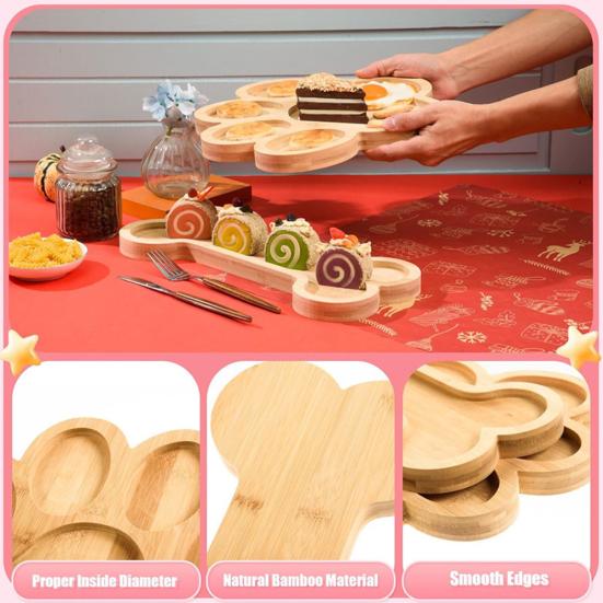 Bamboo Serving Tray Bone or Claw Shaped Charcuterie Board Snack