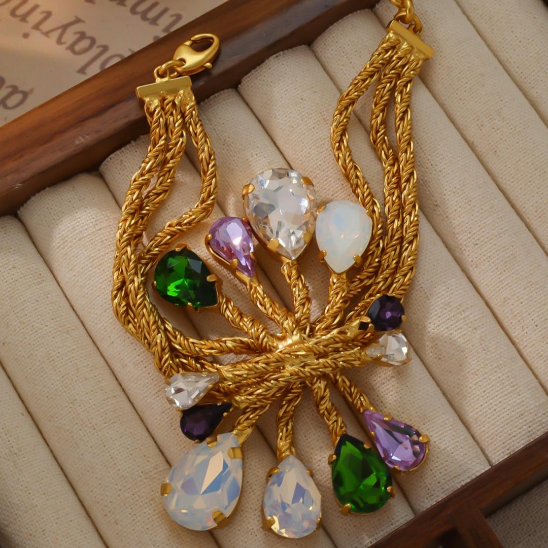 Средневековый Винтажный Древний Позолоченный Натуральный Золотой Цвет Инкрустированный Набор Ожерелье Браслет Тяжелая Промышленность Ремесленное Ювелирное Изделие Премиальное Ощущение