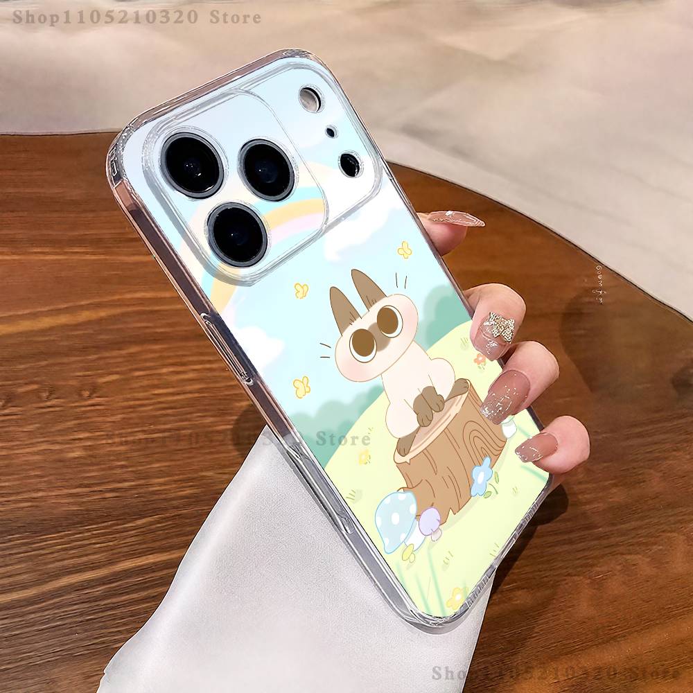 

A-Azukisan Кот Милый Чехол для Телефона Для iPhone 17,16,15,14,13,12,11 Pro,Max,Plus,XR,Mini,E Прозрачный Мягкий Чехол с Полным Покрытием iPhone12PROMAX