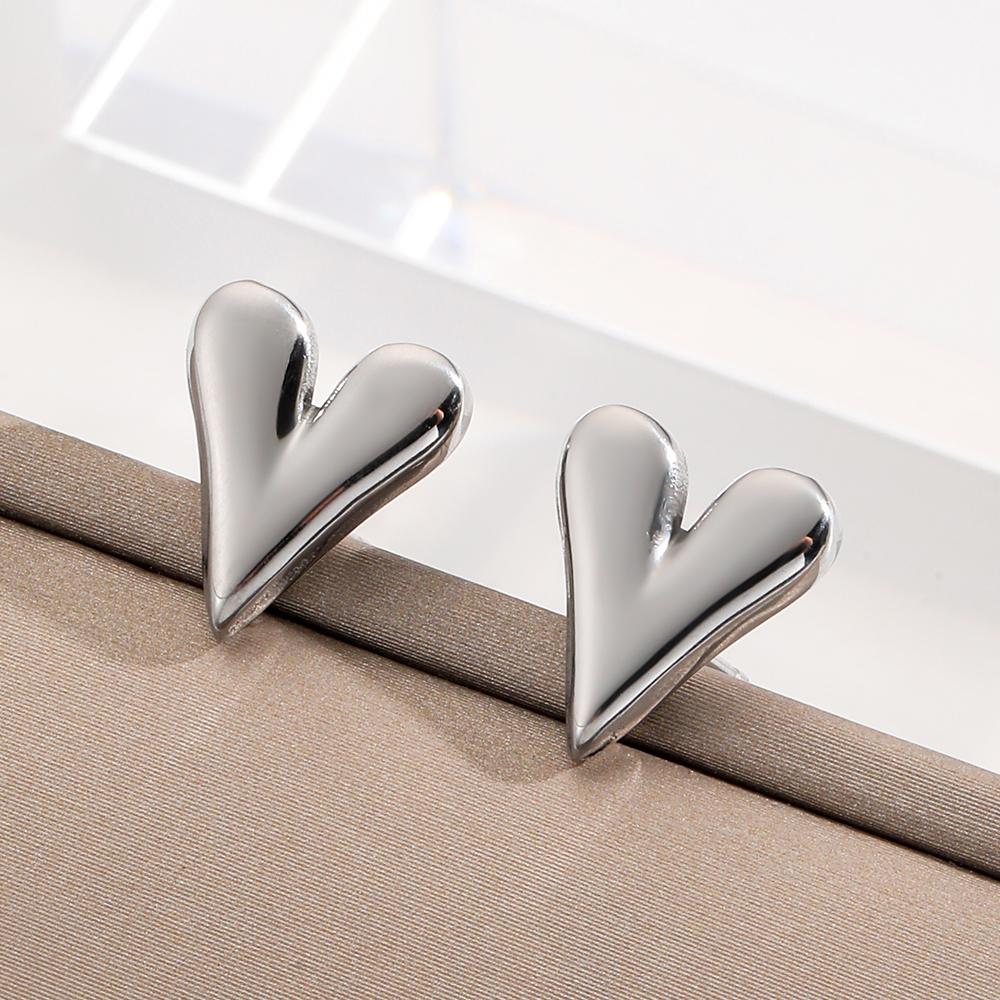 316L Stainless Steel Heart Stud Earrings for Women 18K Gold Color Plated Waterproof Charm Trend Basic Daily Zircon Gift