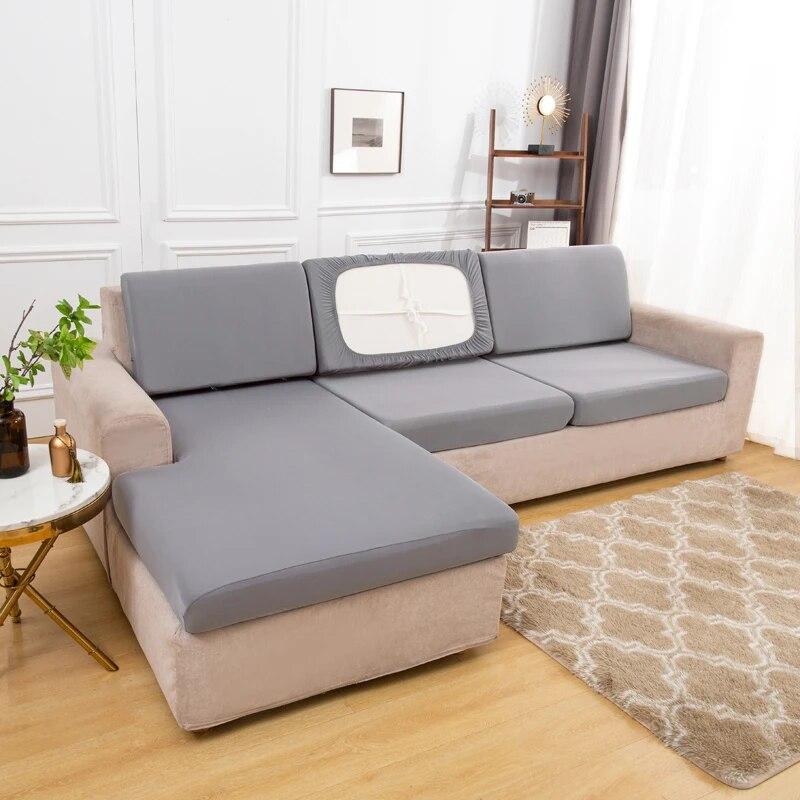 Elastic Solid Corner Sofa Seat Cover Stretch Sofa Cushion Cover Sofa Slipcover for L Shape Chaselong Armchair Plain Dyed