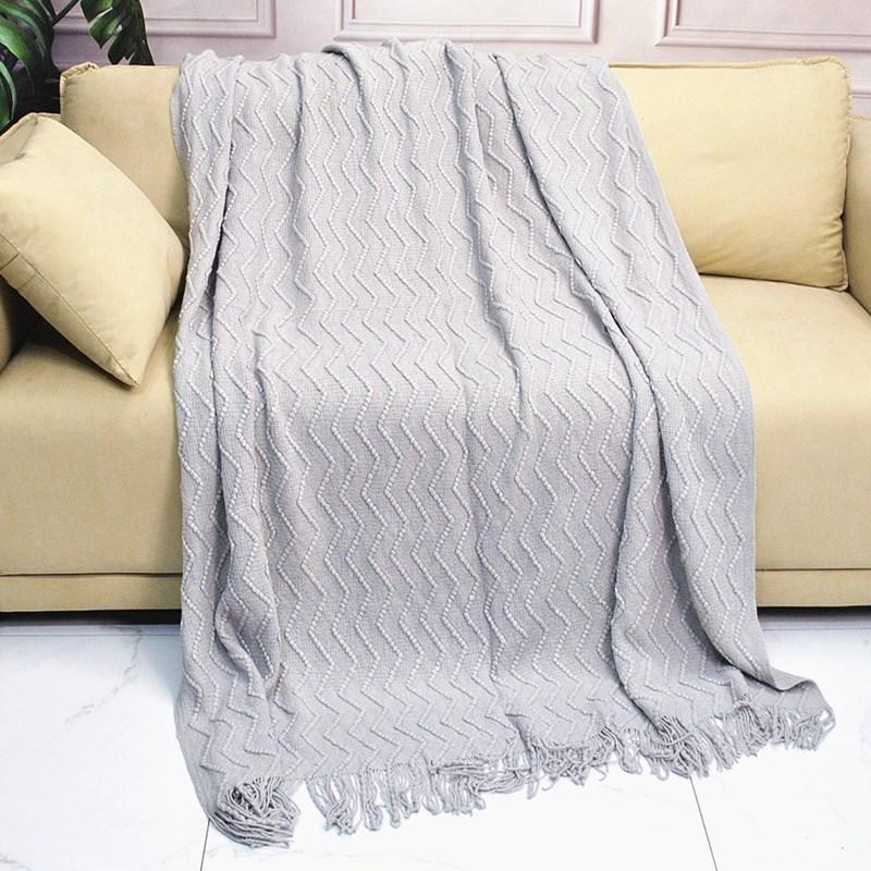 Nordic Solid Color Knitted Throw Blanket - Soft, Luxury Tassel Design for Baby, Home, Office, or Nap.