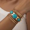 French Turquoise Retro Wide Bangle for Women - Korean Fashion Influencer Punk Style Jewelry
