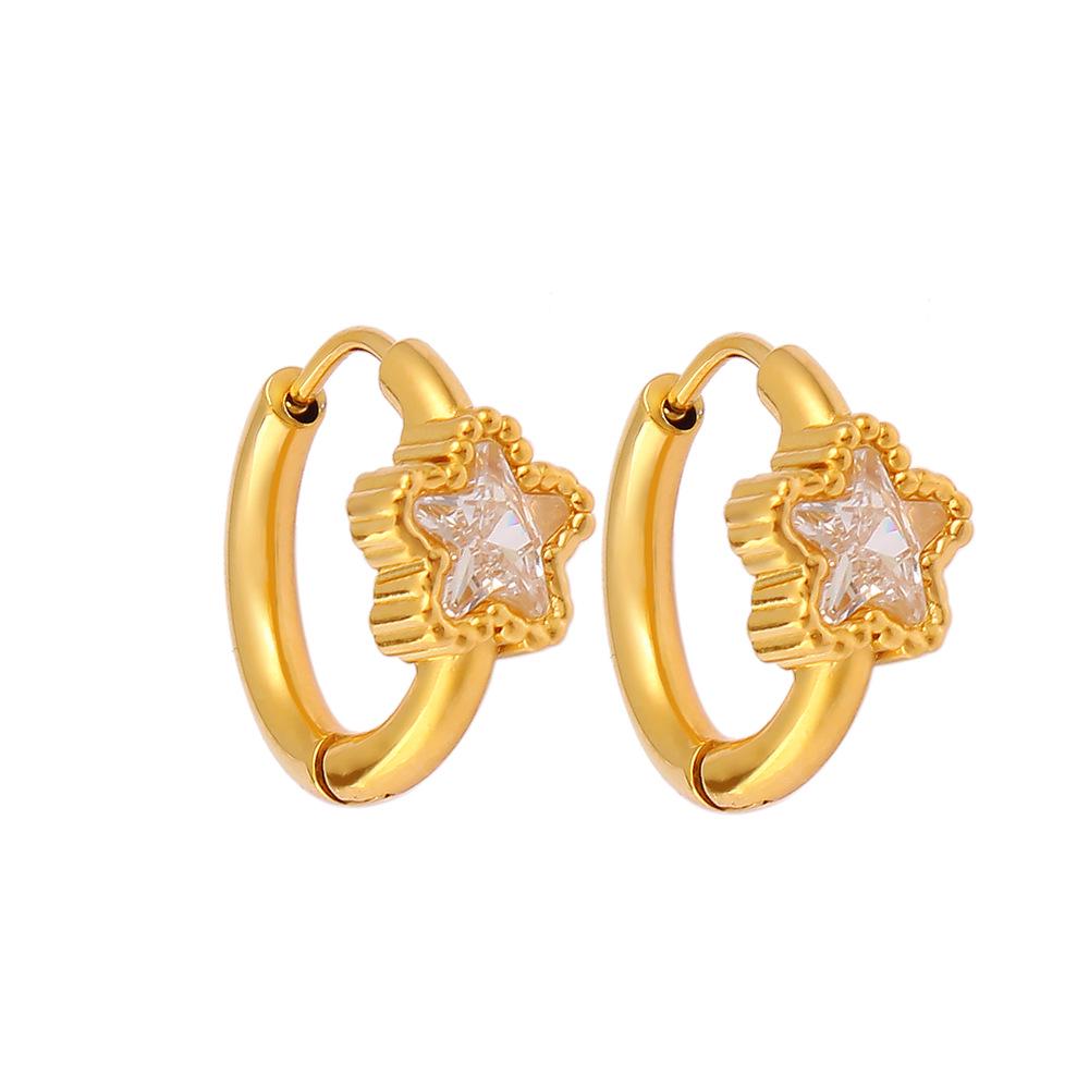 Korean Style Rhinestone Flower Earrings - Stainless Steel Clasps & Hoops, Women s Casual Summer Fashion белый
