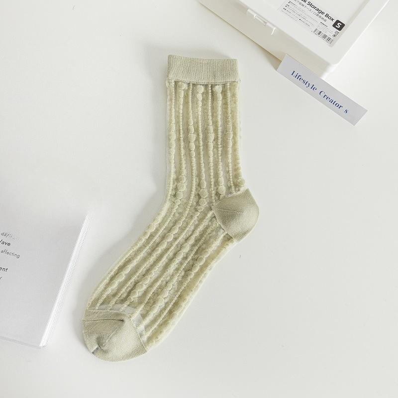 Female Spring and Summer Thin Lovely Polka Dot Rainbow College Wind Tube Glass Stockings