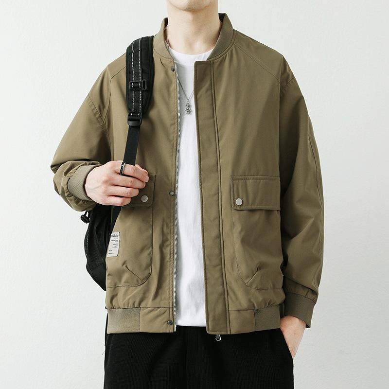 Осеннее новое пальто мужское корейский стиль повседневная куртка с воротником-стойкой — фото 4