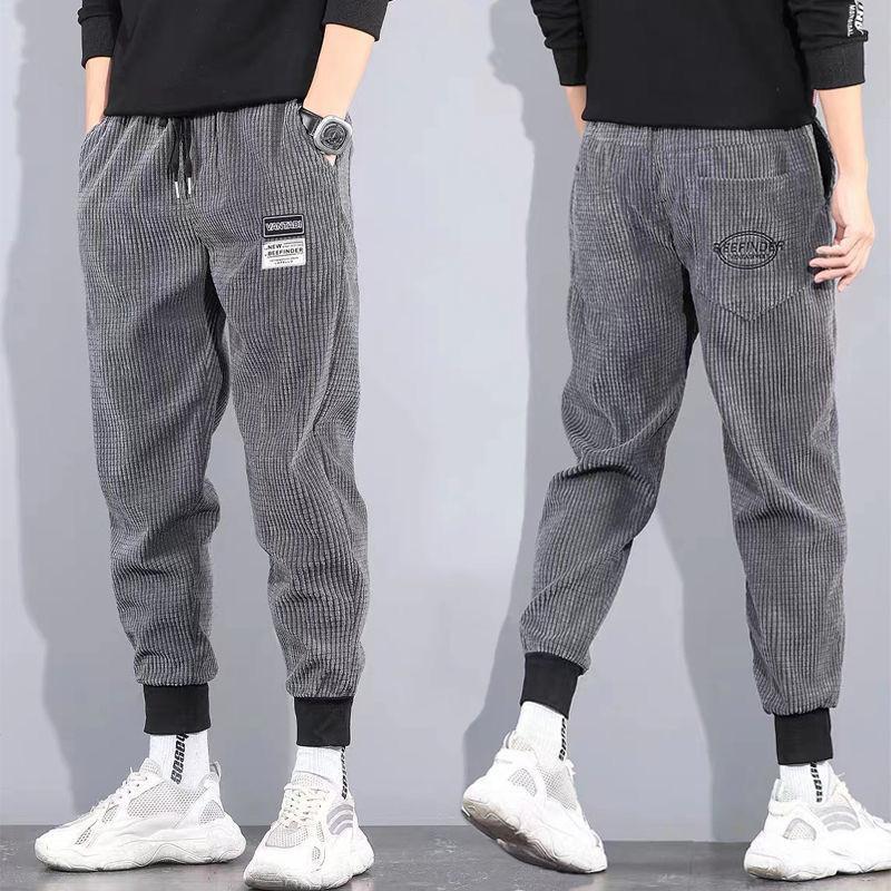 Men's Corduroy Sweatpants, Suitable for Spring, Autumn and Winter, Loose-Fit Cuffed Sports Casual Pants