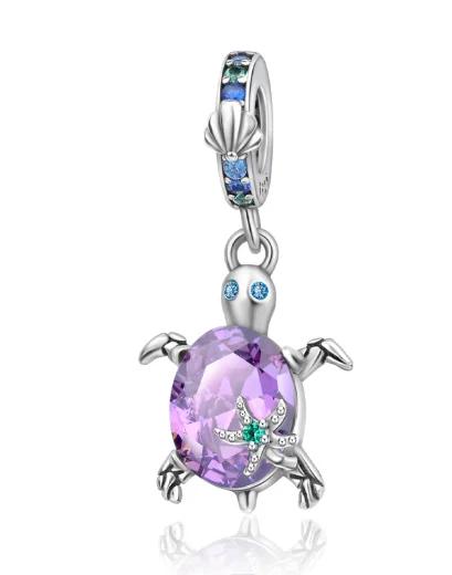 Brand New Summer Murano Glass Sea Turtle Dangle Charm Bead Component Colorful Crystal Pendant Bead Components Compatible With Authentic Original