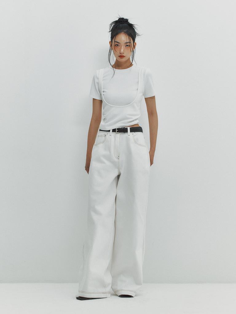 MEENDERI Cut Out Layered Top - White